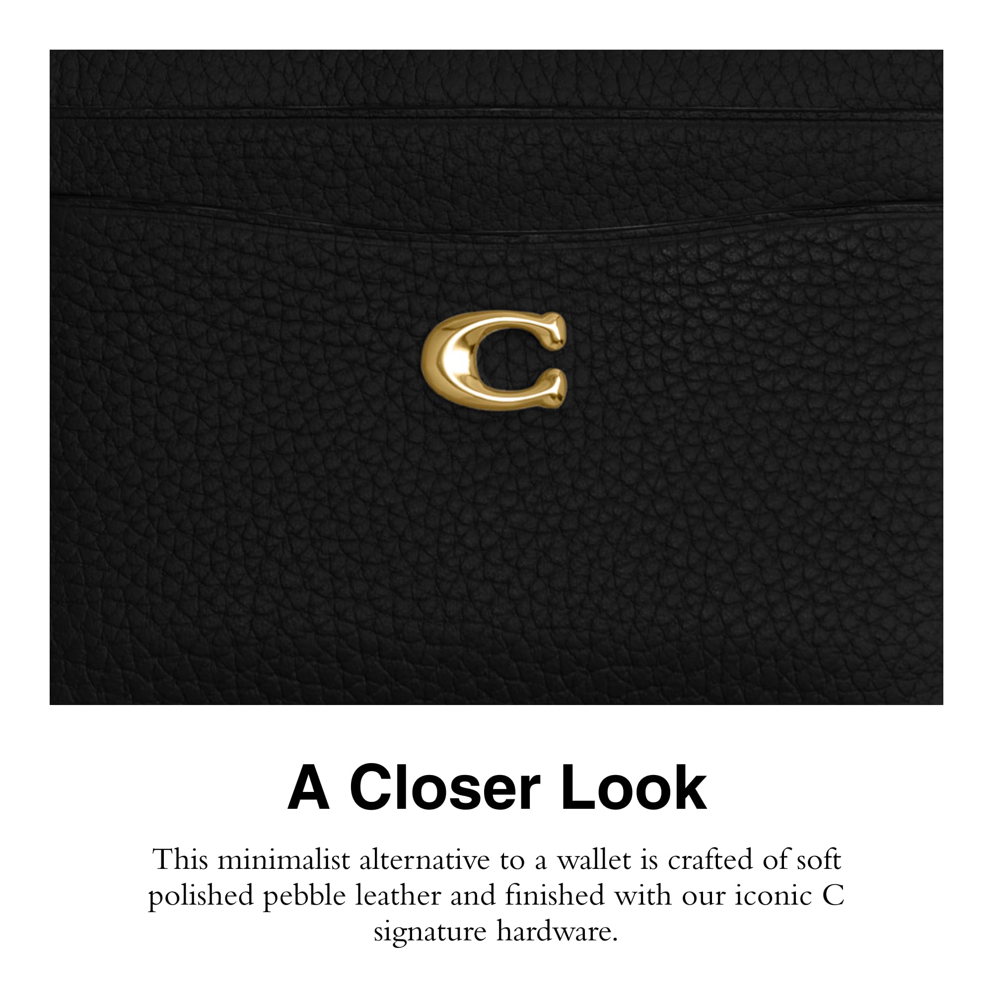 Foto 4 | Tarjetero Coach Polished Pebble Leather Essential Black - Venta Internacional.