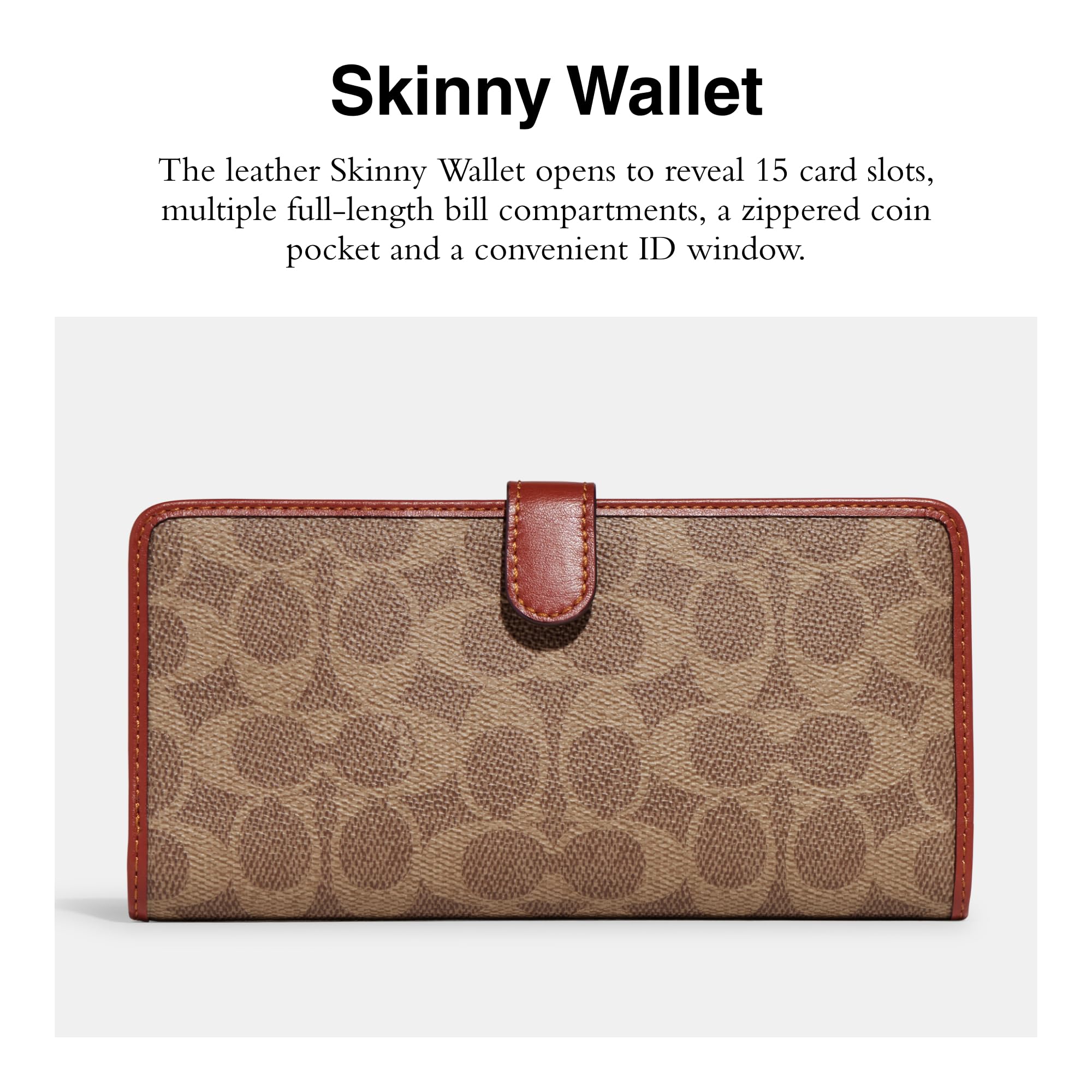 Foto 3 pulgar | Lona Wallet Coach Essential Slim Con Revestimiento De Color Bronceado/óxido - Venta Internacional.