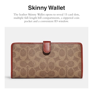 Foto 2 | Lona Wallet Coach Essential Slim Con Revestimiento De Color Bronceado/óxido - Venta Internacional.