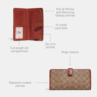 Foto 3 | Lona Wallet Coach Essential Slim Con Revestimiento De Color Bronceado/óxido - Venta Internacional.
