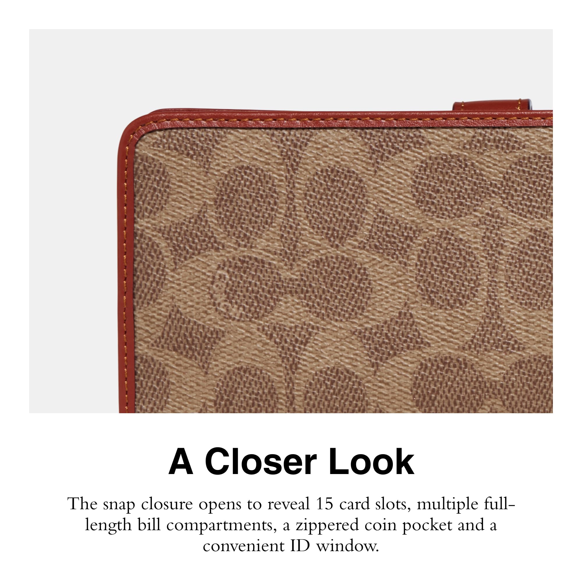 Foto 5 pulgar | Lona Wallet Coach Essential Slim Con Revestimiento De Color Bronceado/óxido - Venta Internacional.