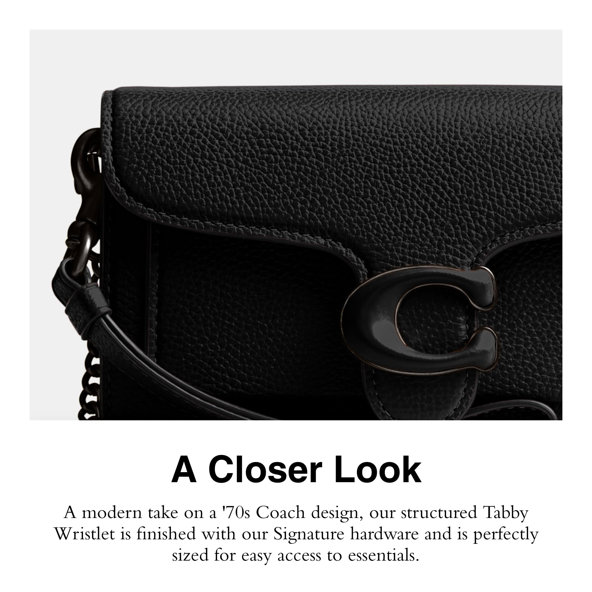 Foto 5 pulgar | Wristlet Coach De Piel Pulida Pebble Tabby Negra - Venta Internacional.