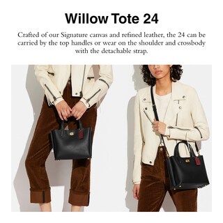 Foto 2 | Bolso De Mano Coach De Piel Granulada Pulida Willow 24, Color Negro - Venta Internacional.