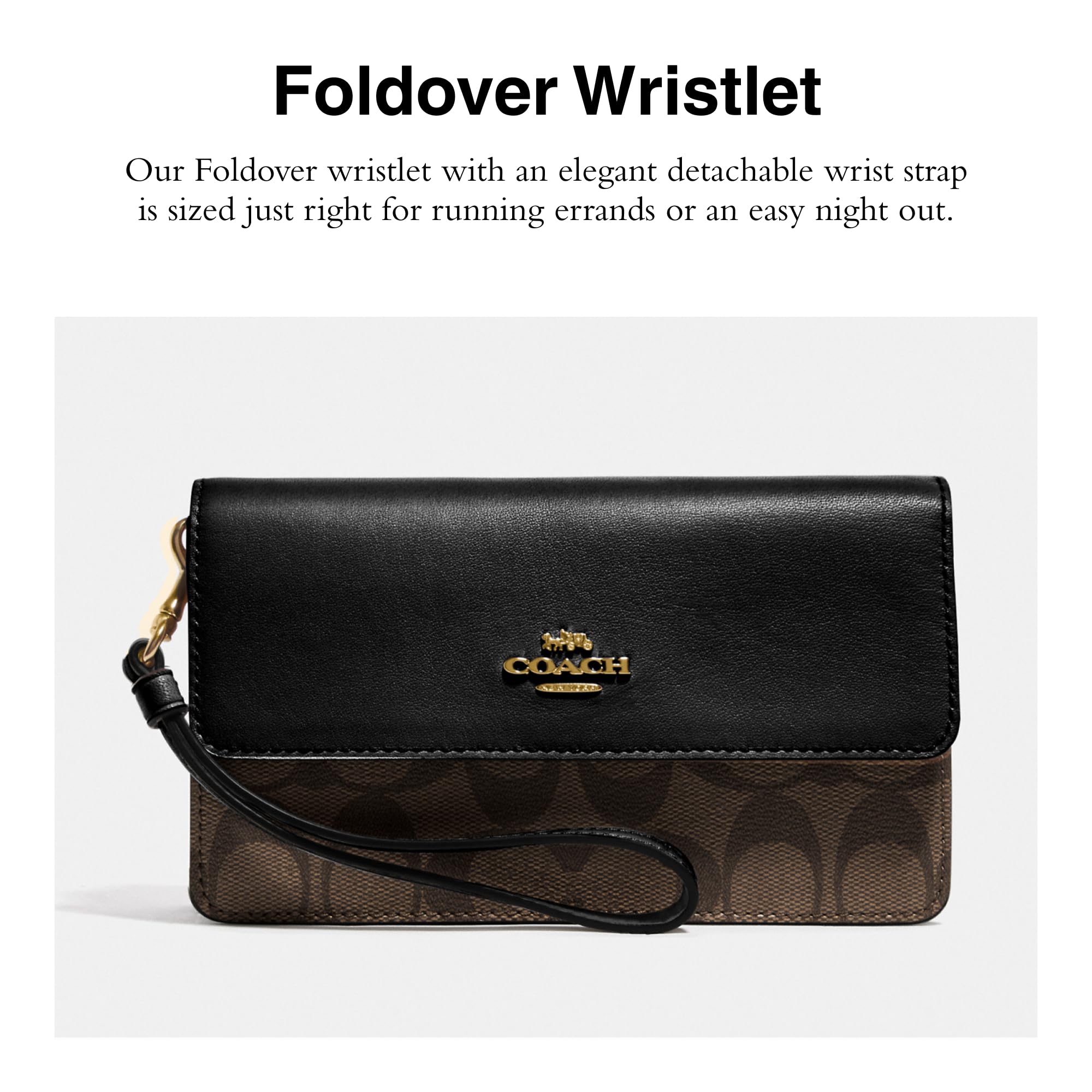 Foto 2 | Funda Plegable Wristlet Coach Signature Con Correa De Muñeca Desmontable - Venta Internacional.