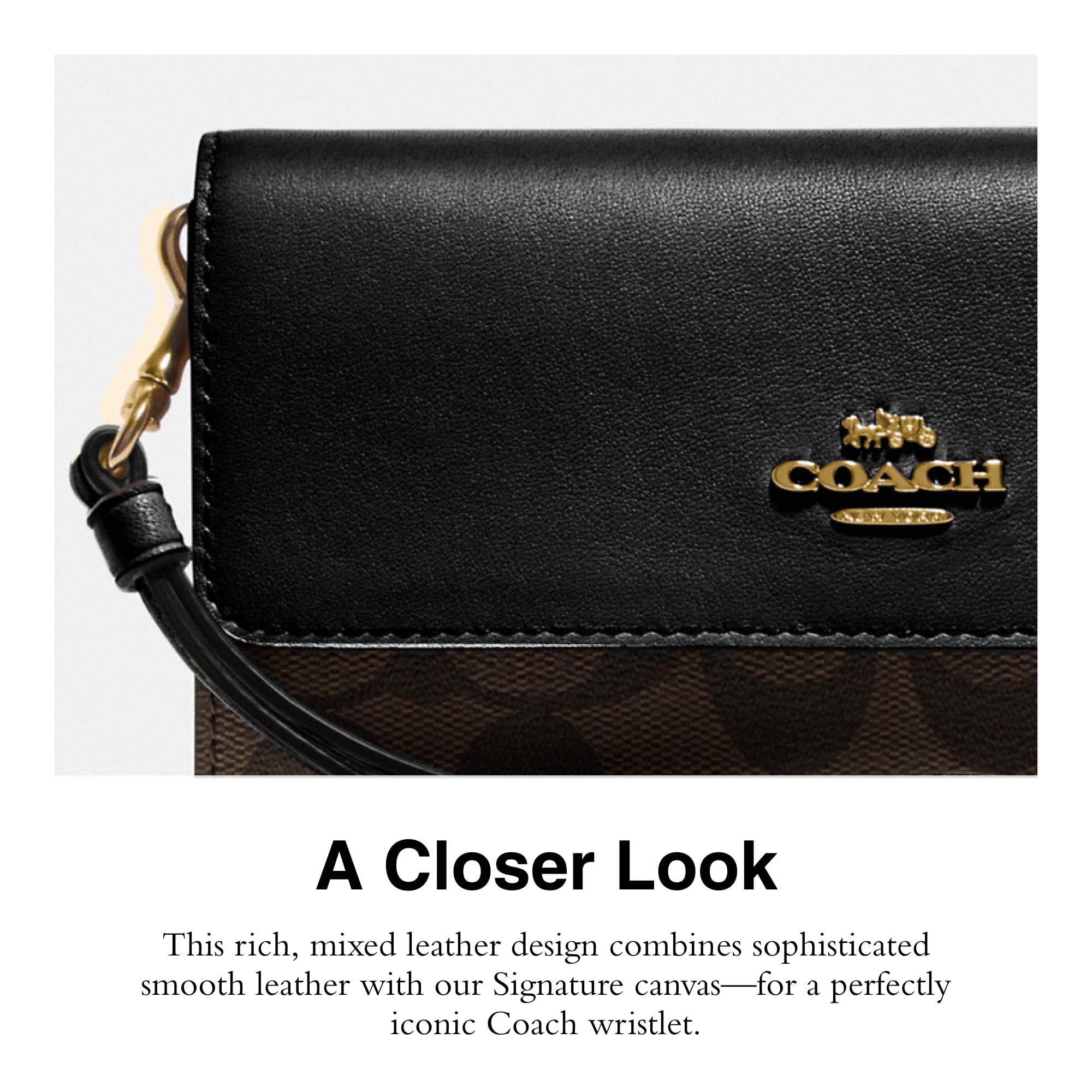 Foto 4 | Funda Plegable Wristlet Coach Signature Con Correa De Muñeca Desmontable - Venta Internacional.