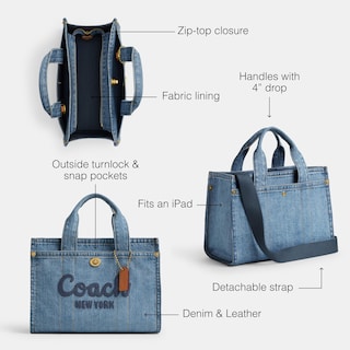 Foto 3 | Bolso Coach Cargo Tote 26, Mezclilla Y Piel, Color Índigo - Venta Internacional.