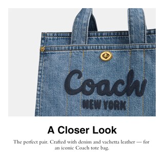 Foto 4 | Bolso Coach Cargo Tote 26, Mezclilla Y Piel, Color Índigo - Venta Internacional.