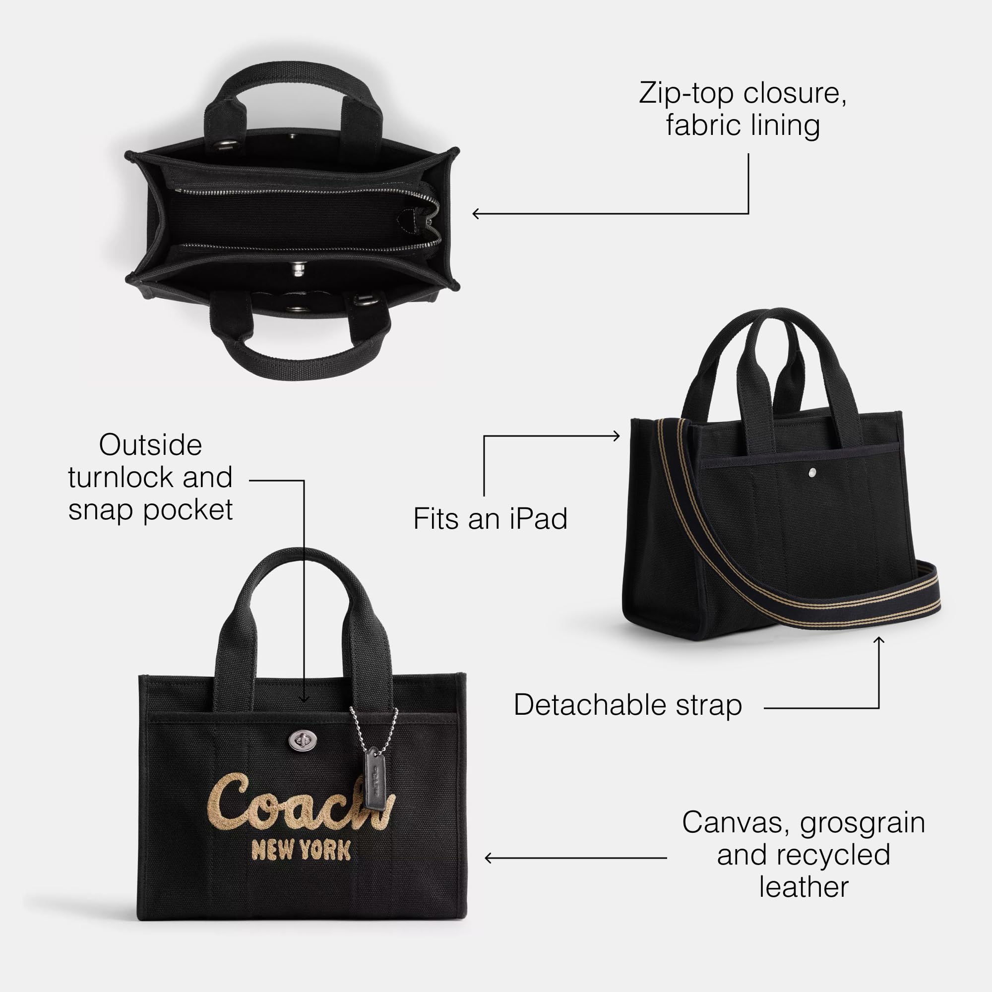 Foto 4 pulgar | Bolsa Coach Cargo Tote 26 De Lona Negra Y Piel Reciclada - Venta Internacional.
