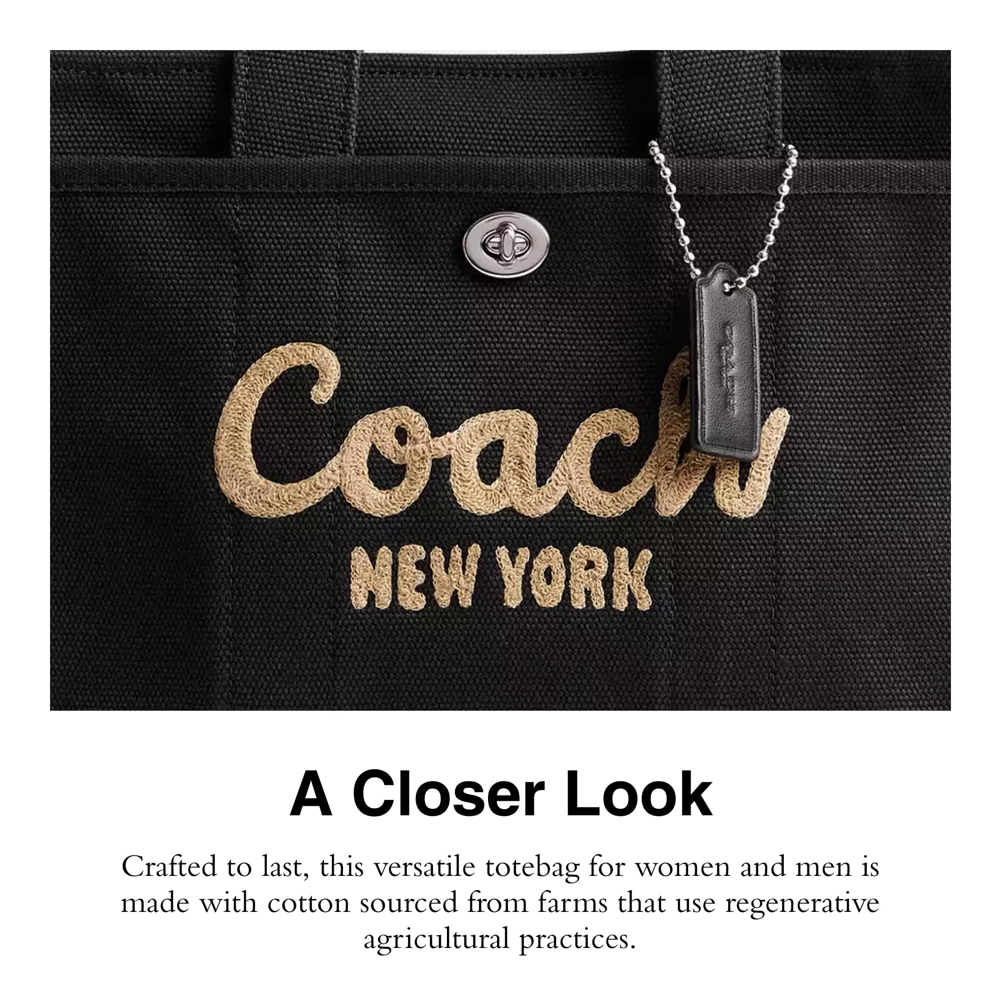 Foto 4 | Bolsa Coach Cargo Tote 26 De Lona Negra Y Piel Reciclada - Venta Internacional.