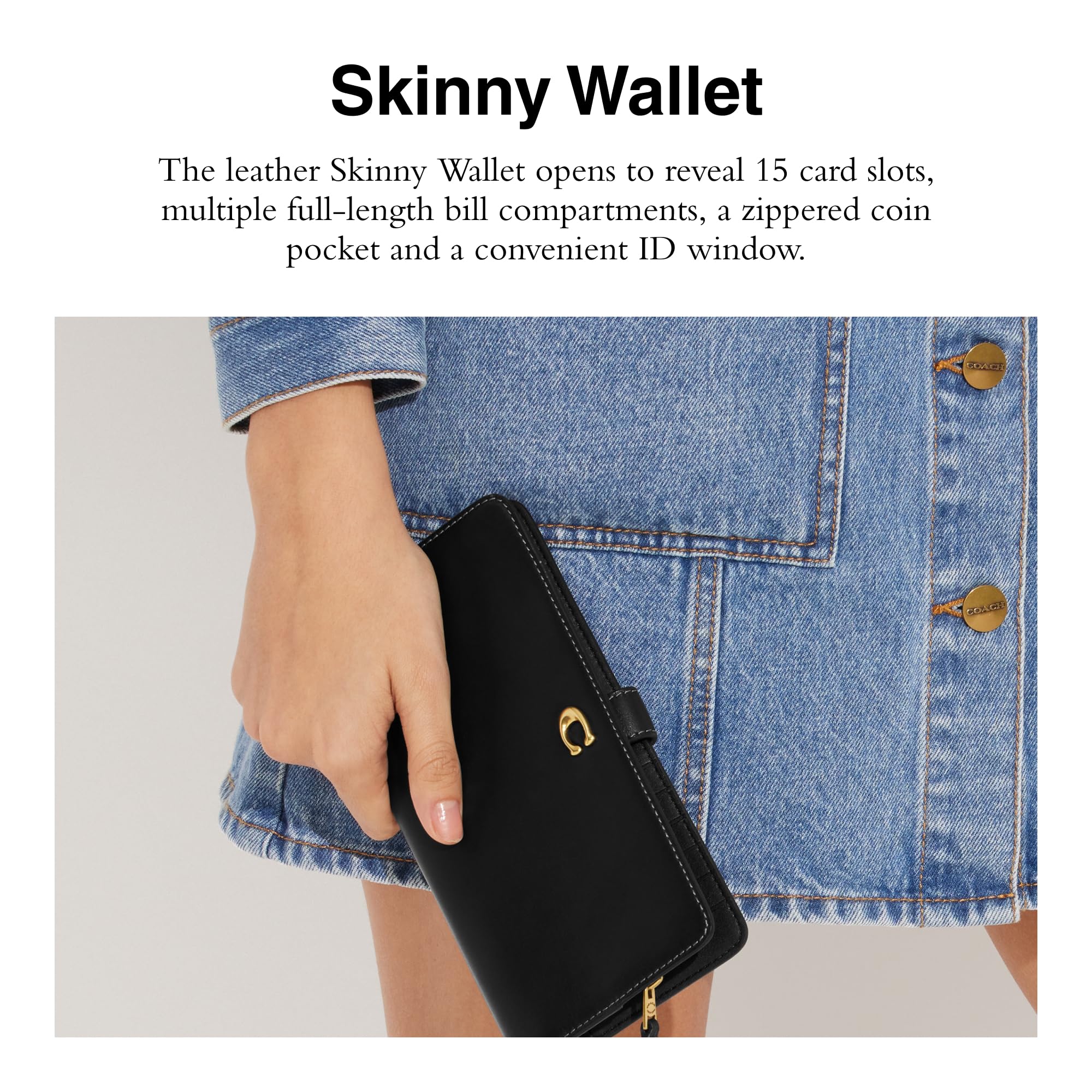 Foto 2 | Cartera Coach Essential Slim De Piel Negra Para Mujer - Venta Internacional.