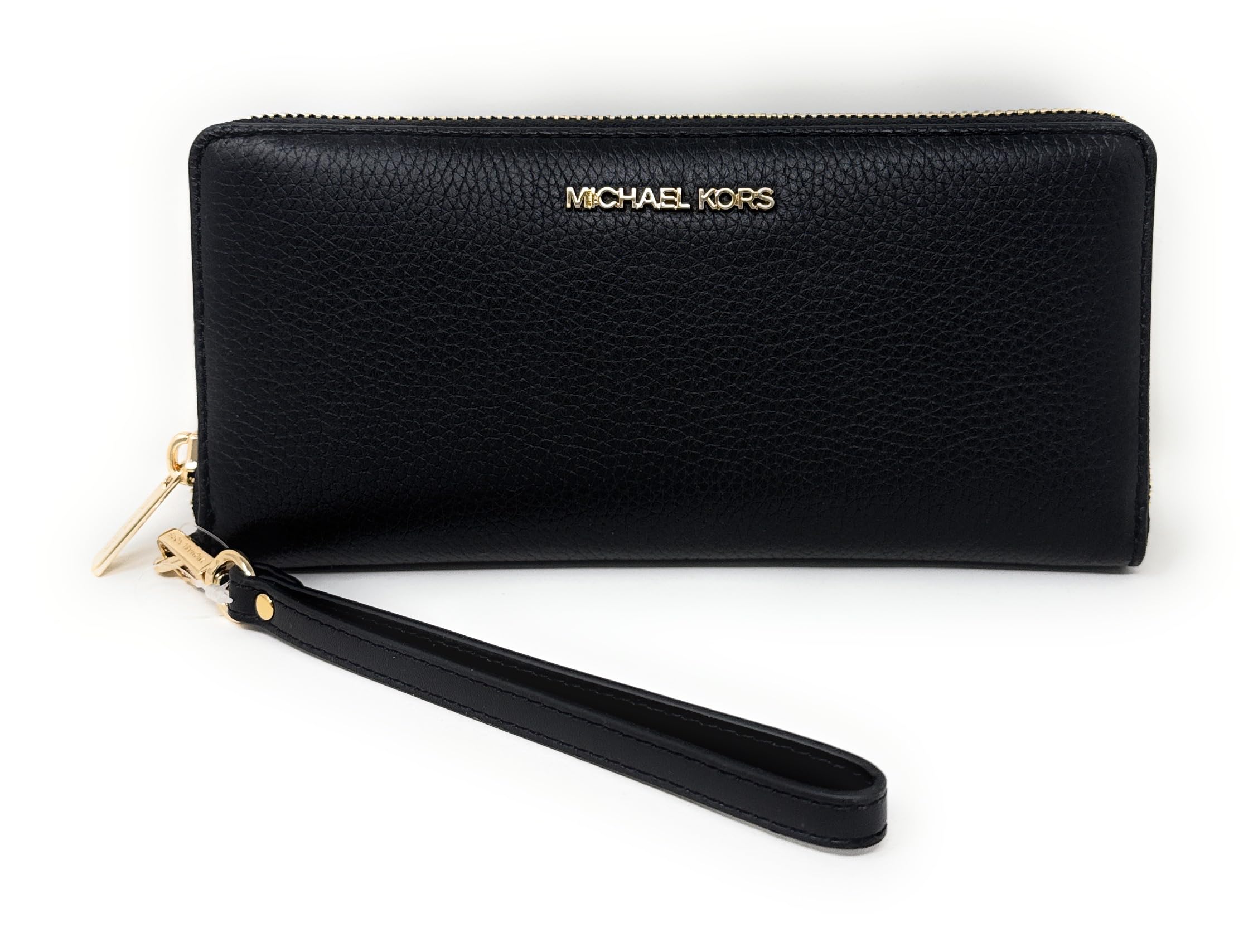 Monedero Michael Kors Continental De Piel Negra Y Dorada - Venta Internacional.