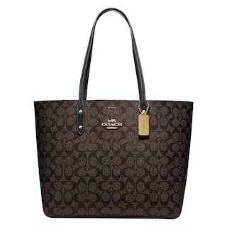 Foto 1 | Bolso De Mano Coach Town De Piel Granulada Pulida, Marrón Y Negro - Venta Internacional.
