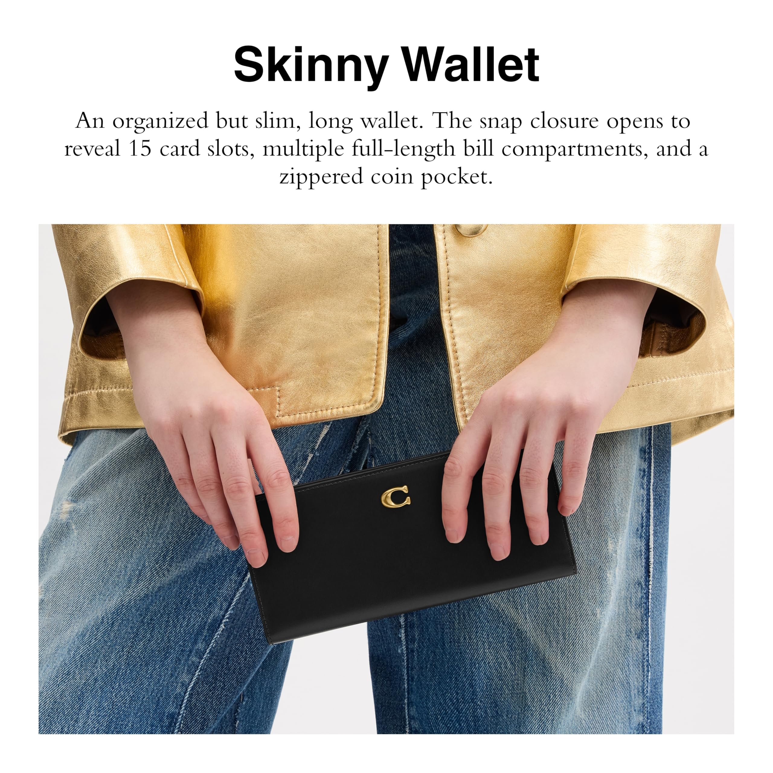 Foto 3 pulgar | Wallet Coach Essential Slim Bifold Para Mujer, Color Negro - Venta Internacional.