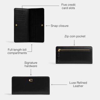 Foto 3 | Wallet Coach Essential Slim Bifold Para Mujer, Color Negro - Venta Internacional.