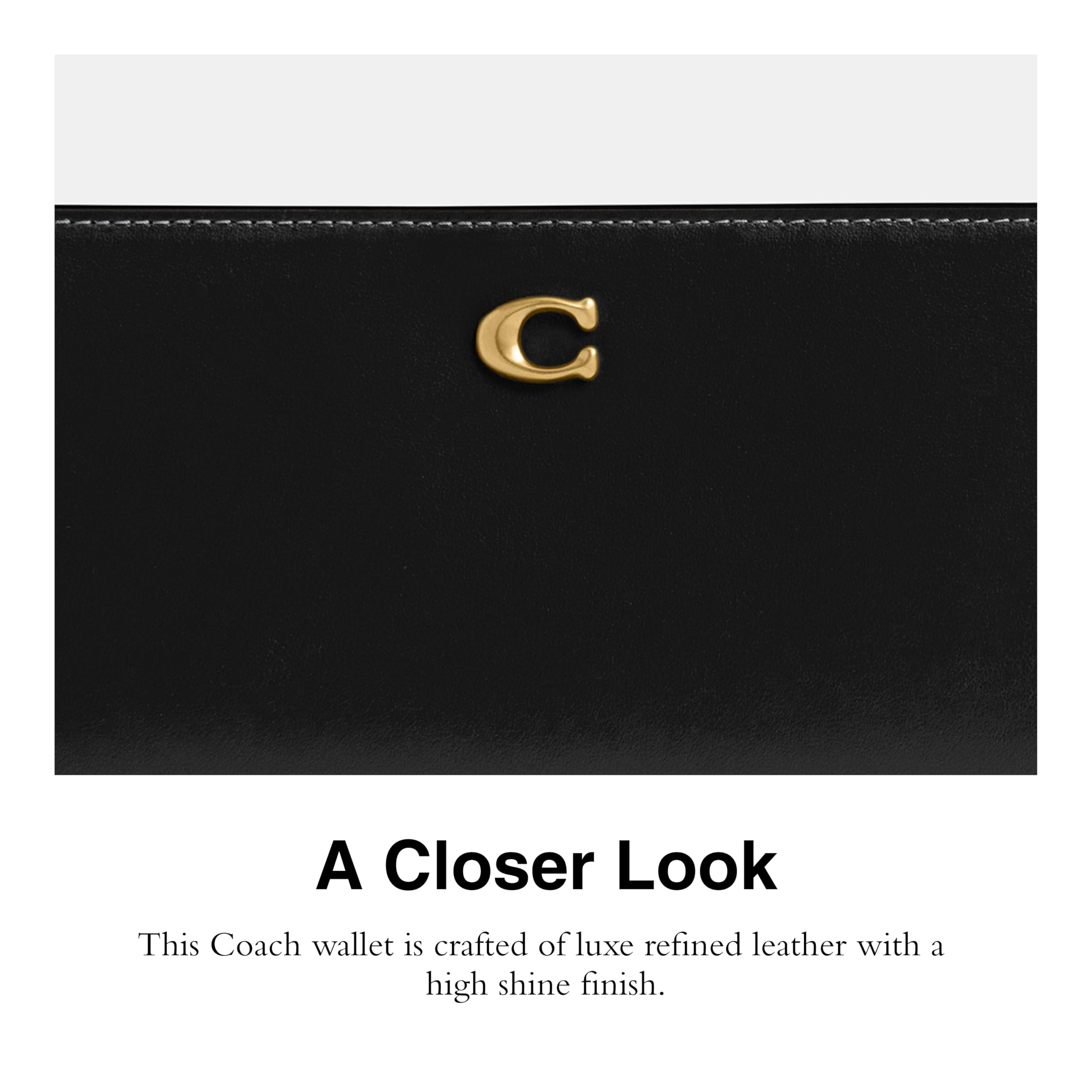 Foto 5 pulgar | Wallet Coach Essential Slim Bifold Para Mujer, Color Negro - Venta Internacional.