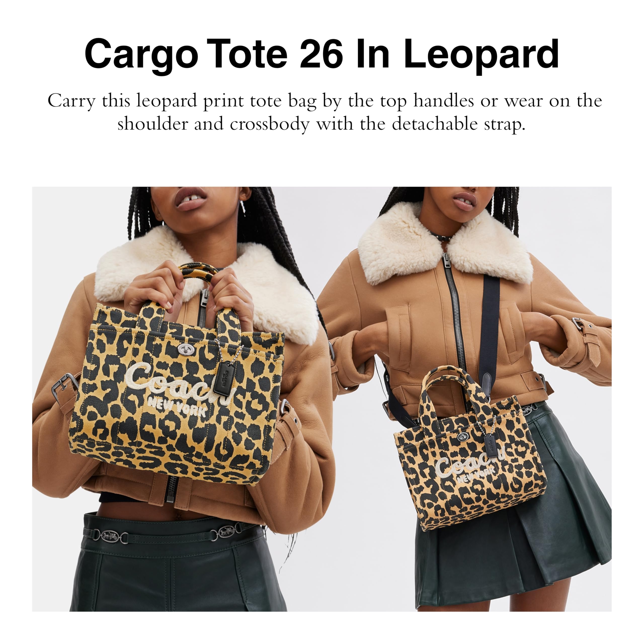 Foto 3 pulgar | Bolsa De Lona Coach Cargo Tote 26 Con Estampado De Leopardo - Venta Internacional.