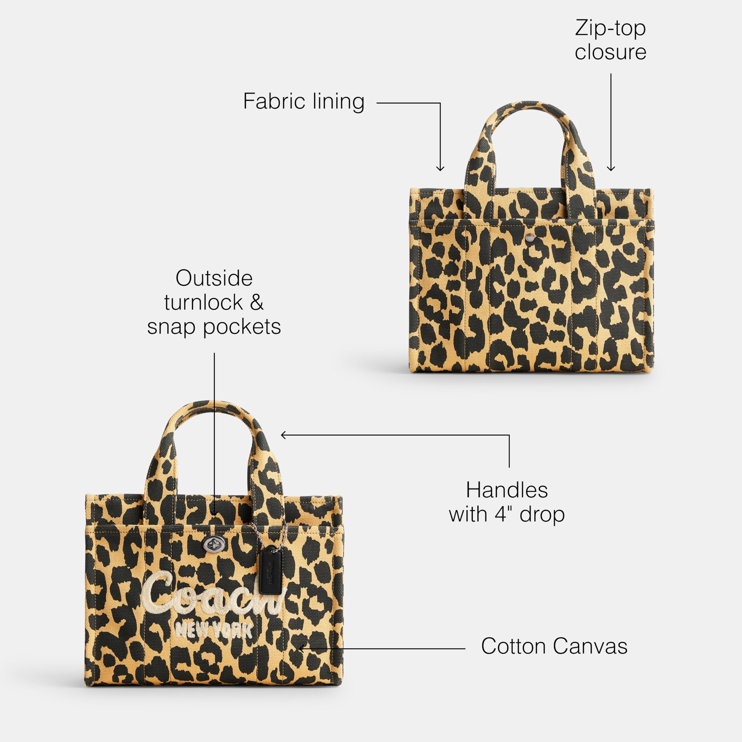 Foto 3 | Bolsa De Lona Coach Cargo Tote 26 Con Estampado De Leopardo - Venta Internacional.