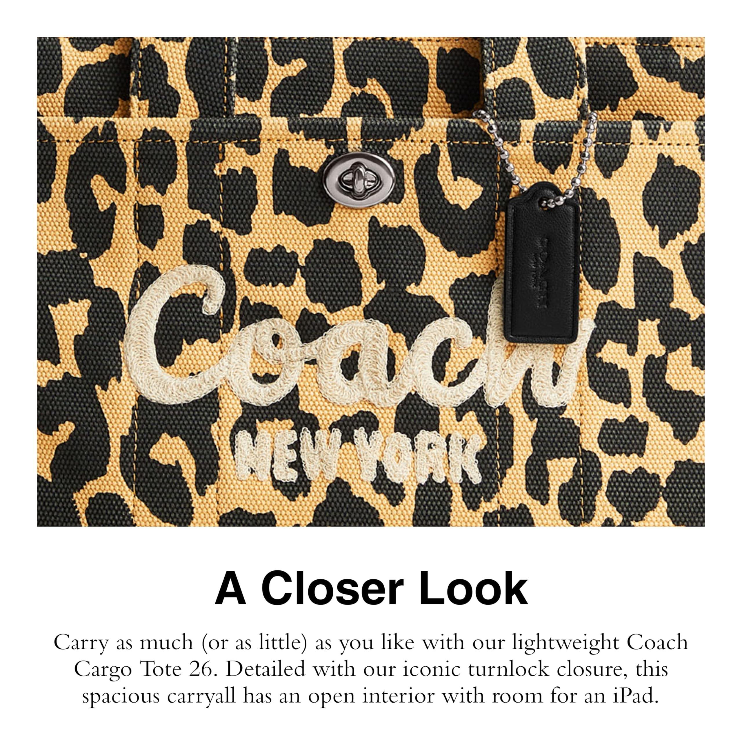 Foto 5 | Bolsa De Lona Coach Cargo Tote 26 Con Estampado De Leopardo - Venta Internacional.