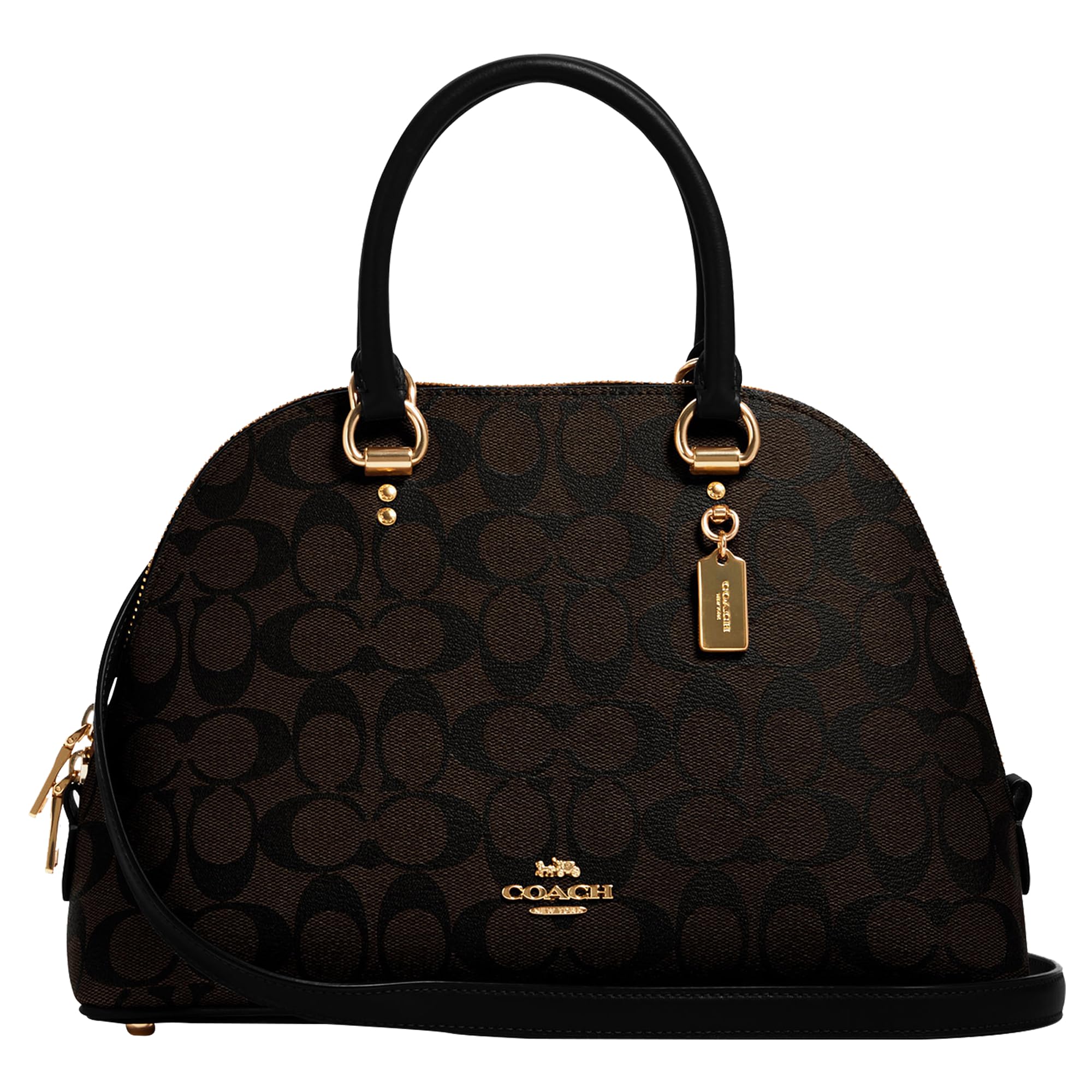 Foto 2 pulgar | Bolso De Mano Coach Katy Satchel Marrón Negro Signature Canvas - Venta Internacional.