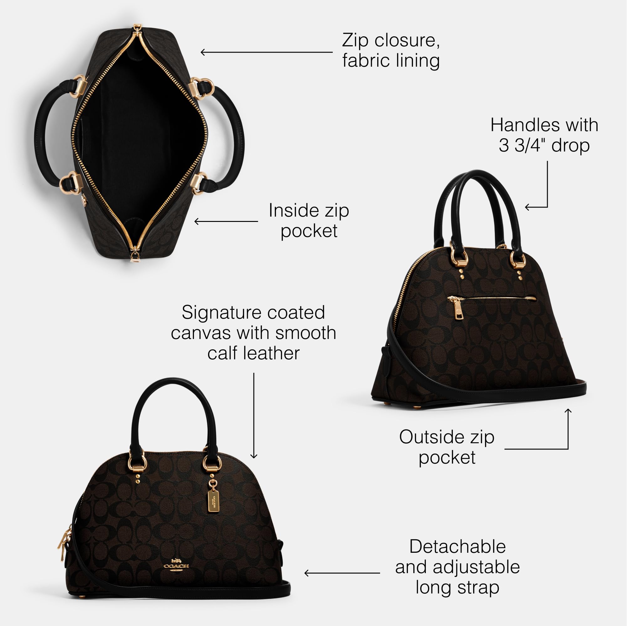 Foto 4 pulgar | Bolso De Mano Coach Katy Satchel Marrón Negro Signature Canvas - Venta Internacional.