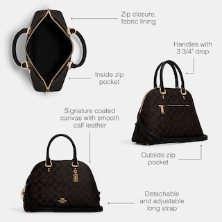 Foto 3 | Bolso De Mano Coach Katy Satchel Marrón Negro Signature Canvas - Venta Internacional.