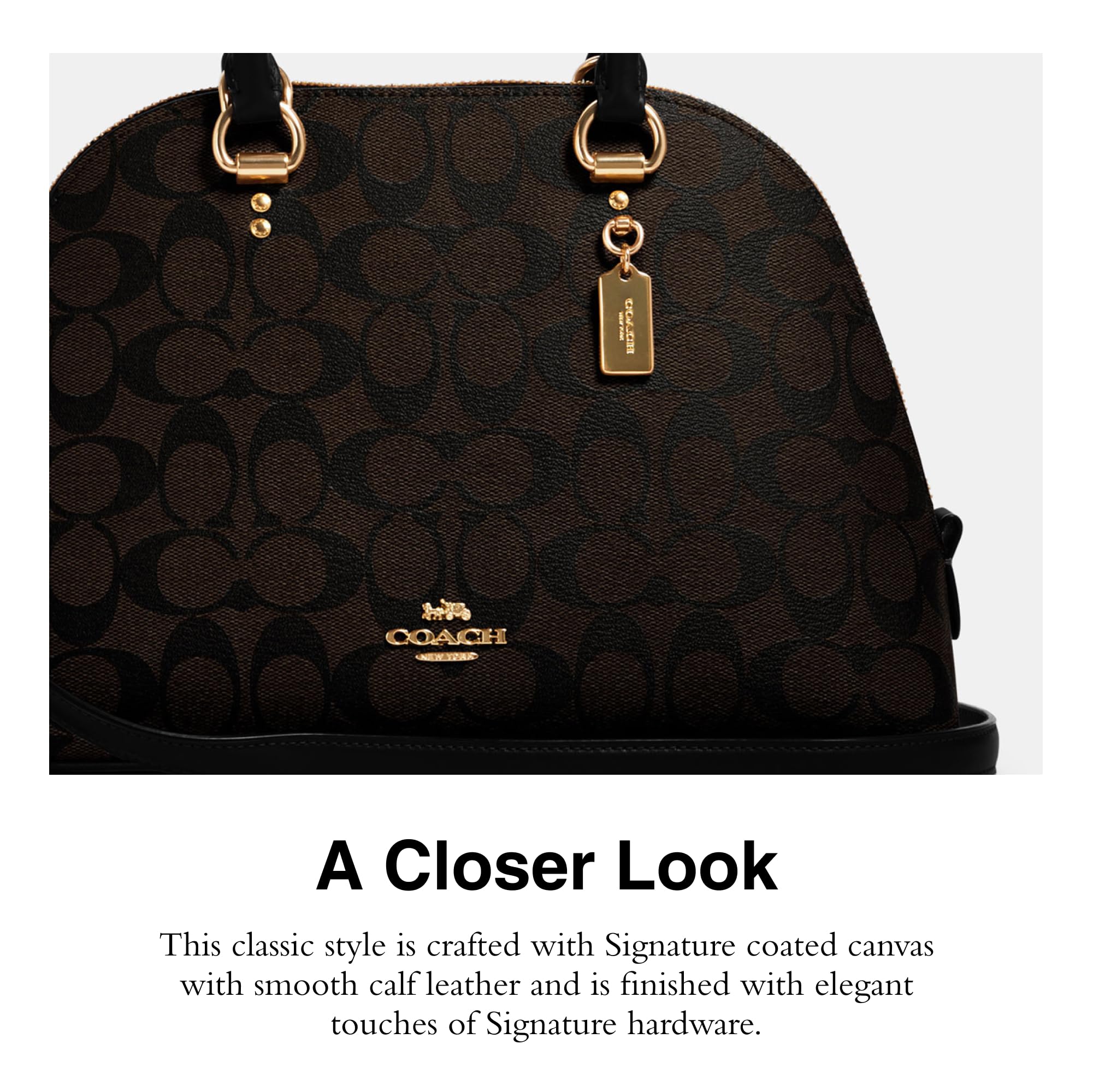 Foto 5 pulgar | Bolso De Mano Coach Katy Satchel Marrón Negro Signature Canvas - Venta Internacional.