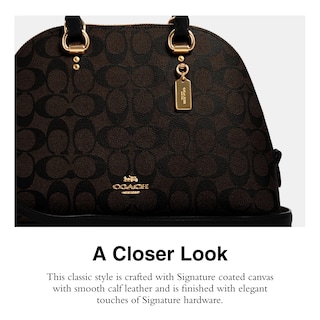 Foto 4 | Bolso De Mano Coach Katy Satchel Marrón Negro Signature Canvas - Venta Internacional.