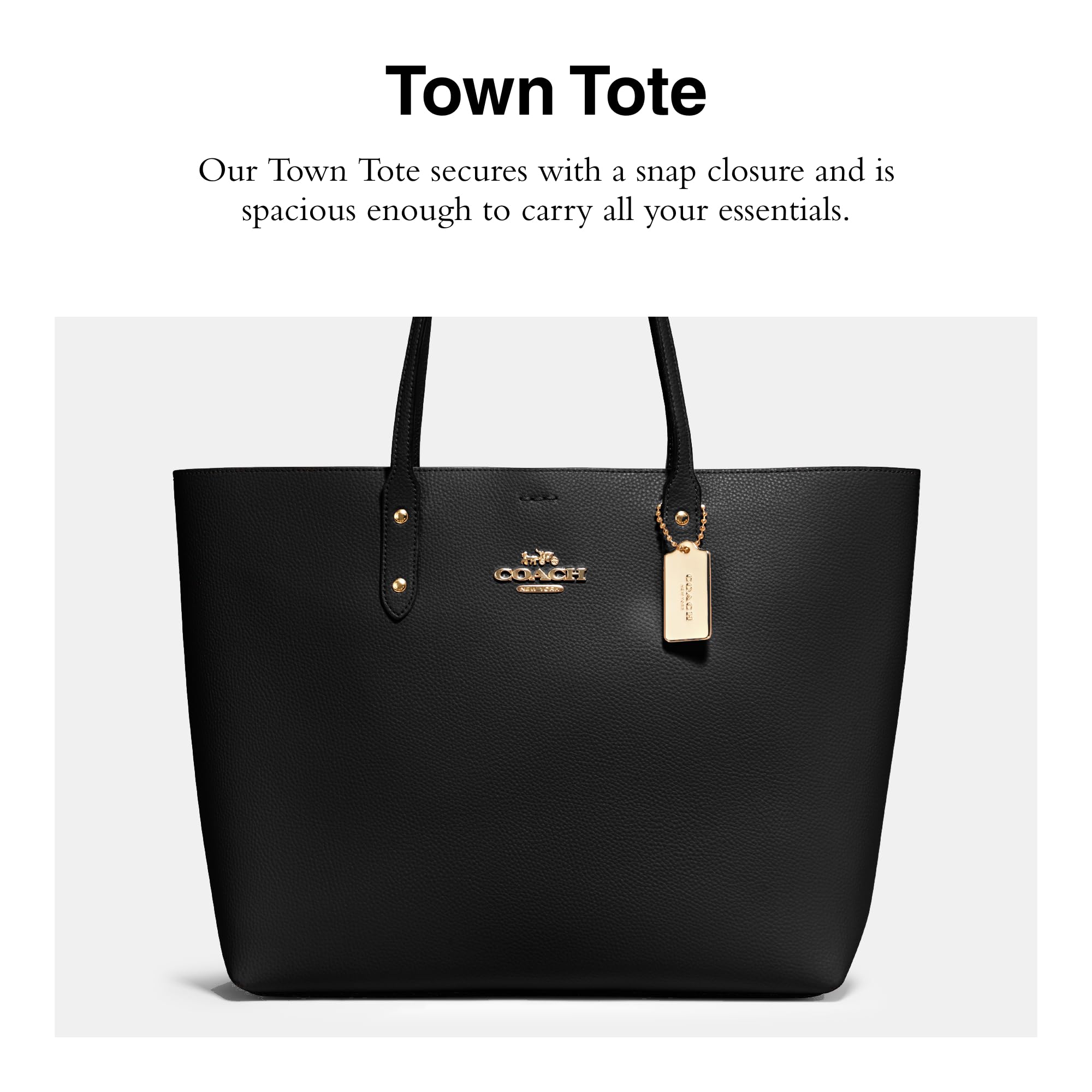 Foto 4 pulgar | Bolso Coach Town De Piel Granulada Pulida Negra - Venta Internacional.