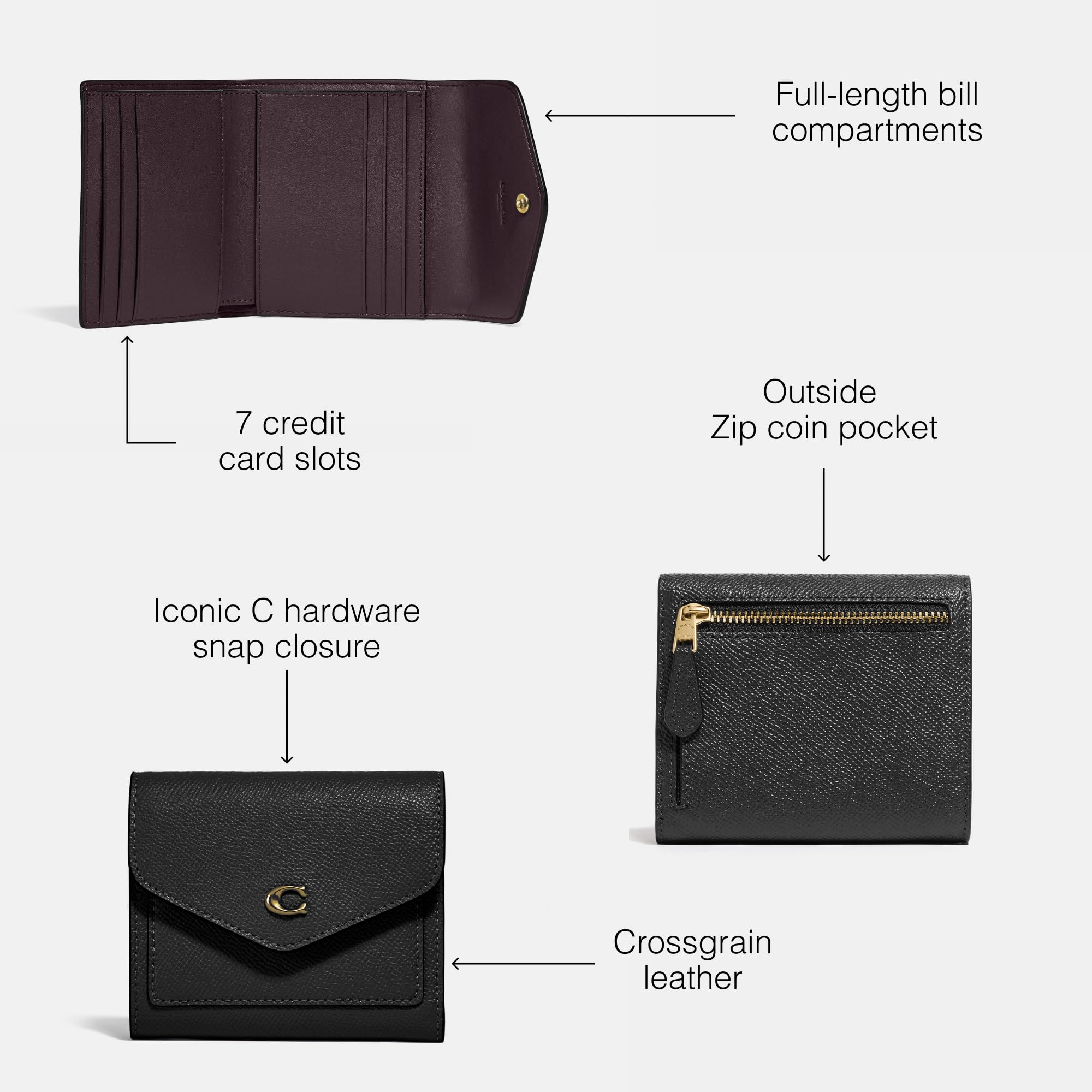 Foto 4 pulgar | Cartera Coach De Piel Granulada Cruzada Wyn Small Li/black - Venta Internacional.