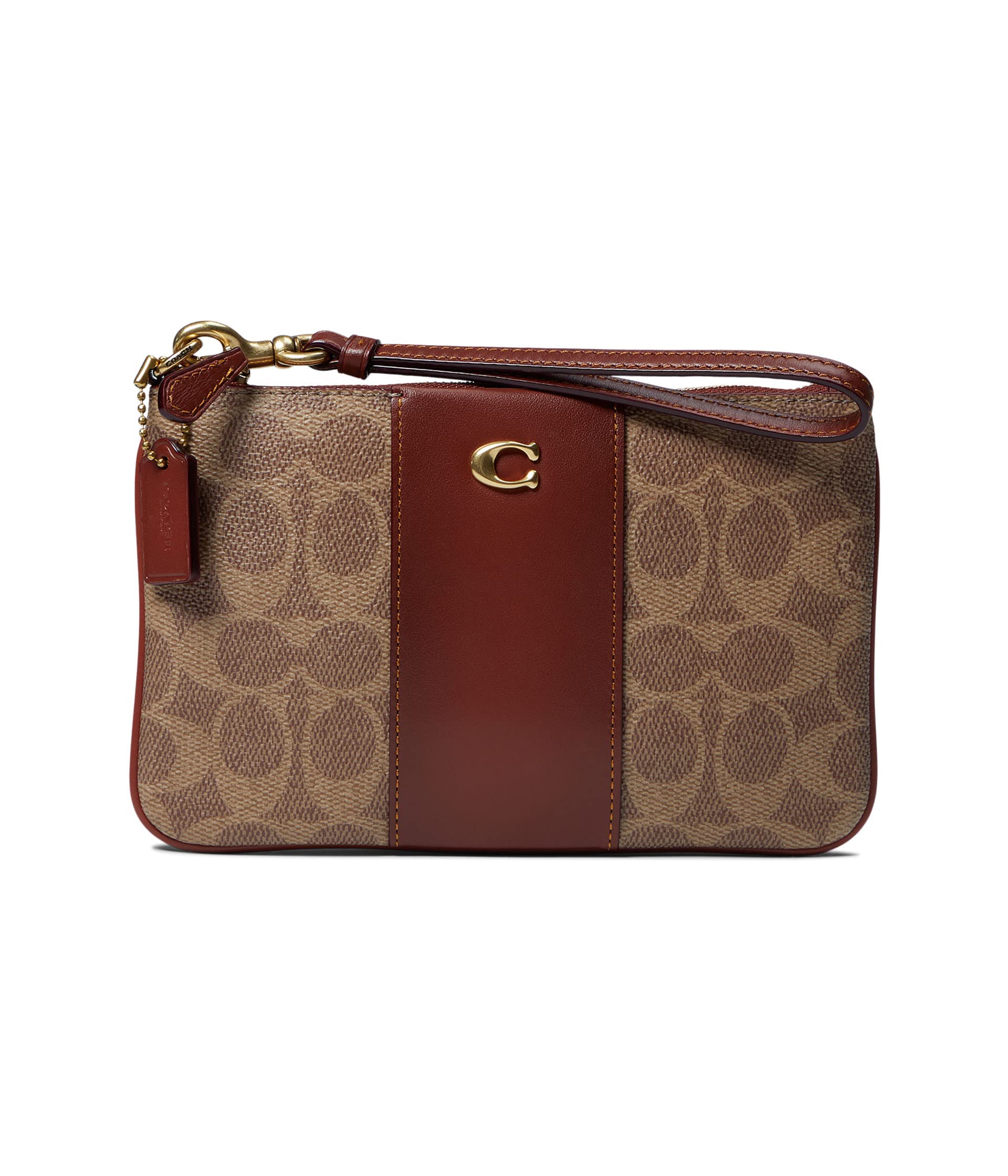 Lienzo Revestido Con Bloques De Color De Wristlet Coach, Característico, Talla Pequeña, Color Tostado - Venta Inte