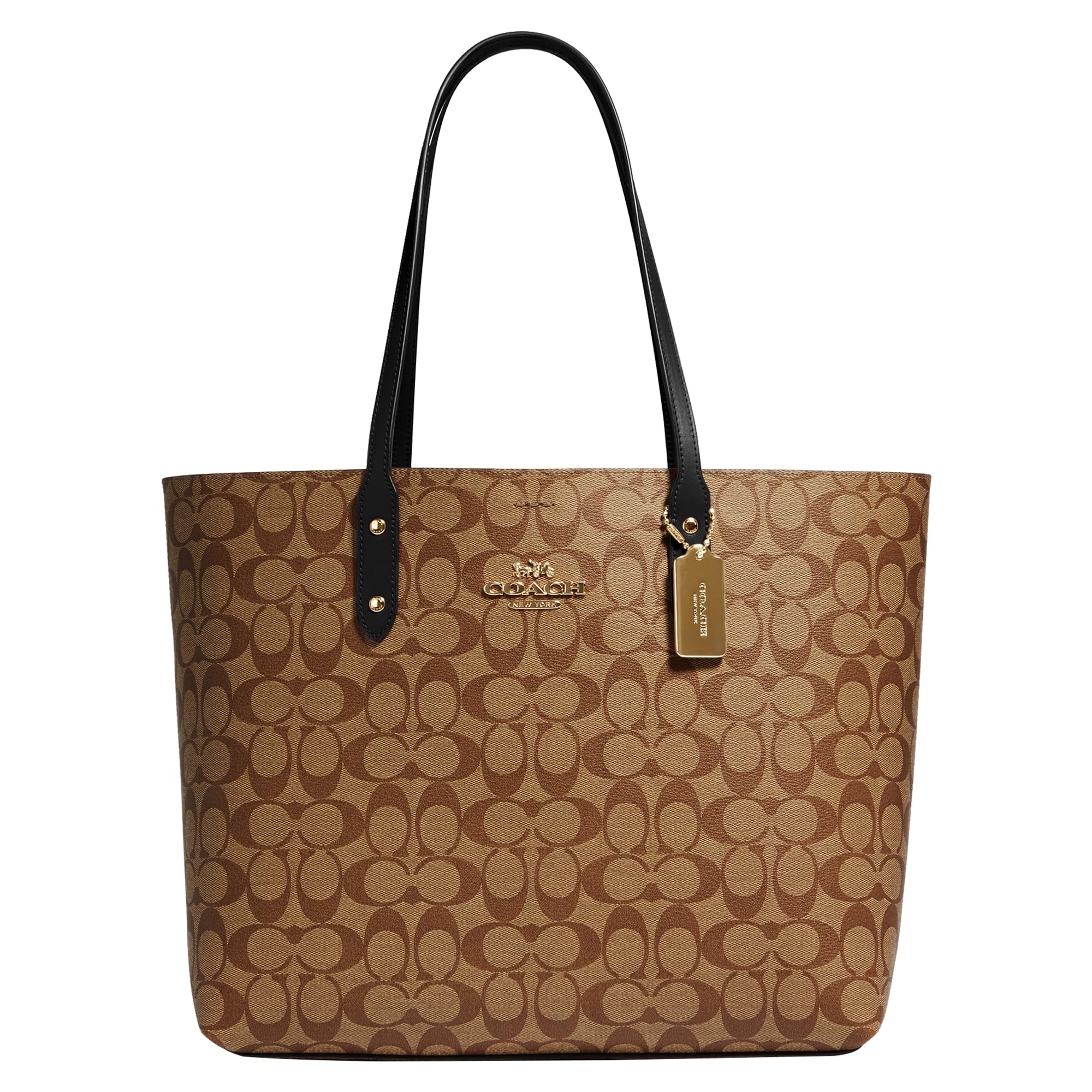Foto 2 pulgar | Bolso De Mano Coach Town Tote De Piel Granulada Pulida De Color Caqui Negro - Venta Internacional.