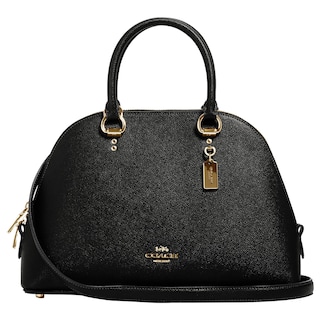 Foto 1 | Bolso De Mano Coach Katy Satchel De Piel Cruzada Negra - Venta Internacional.