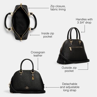 Foto 2 | Bolso De Mano Coach Katy Satchel De Piel Cruzada Negra - Venta Internacional.