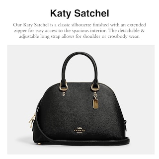 Foto 3 | Bolso De Mano Coach Katy Satchel De Piel Cruzada Negra - Venta Internacional.