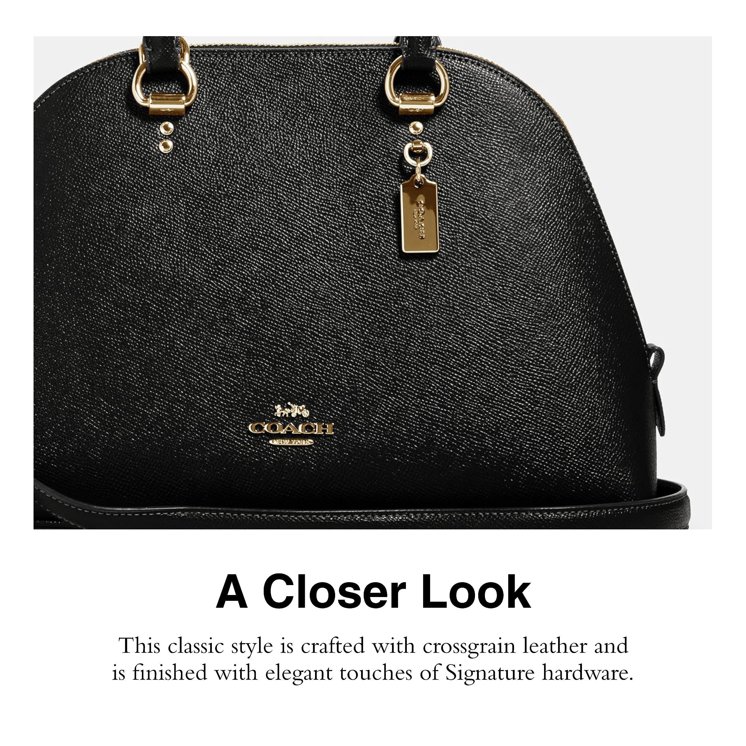Foto 5 pulgar | Bolso De Mano Coach Katy Satchel De Piel Cruzada Negra - Venta Internacional.