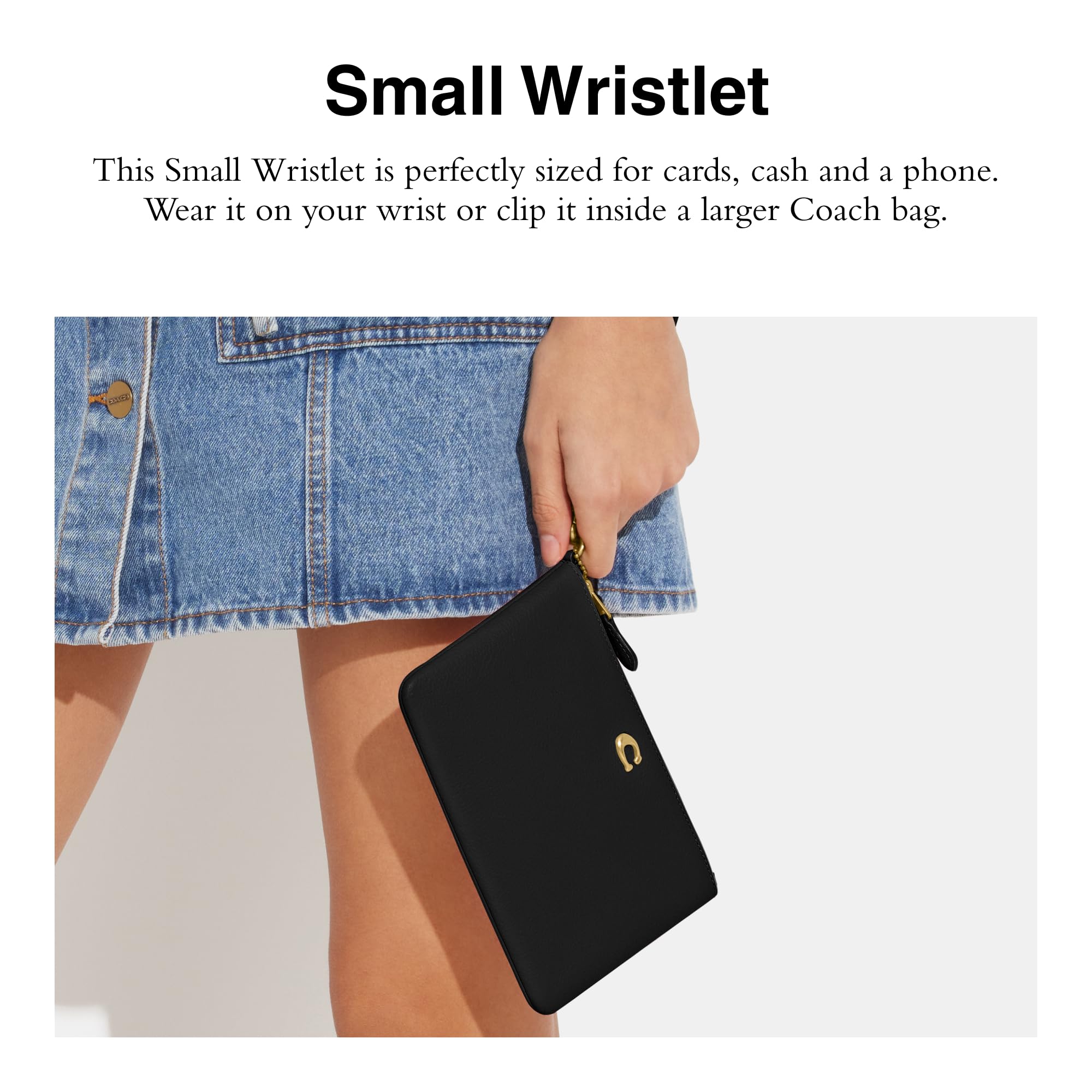 Foto 3 pulgar | Wristlet Coach Pulished Pebble Small, Piel Negra - Venta Internacional.