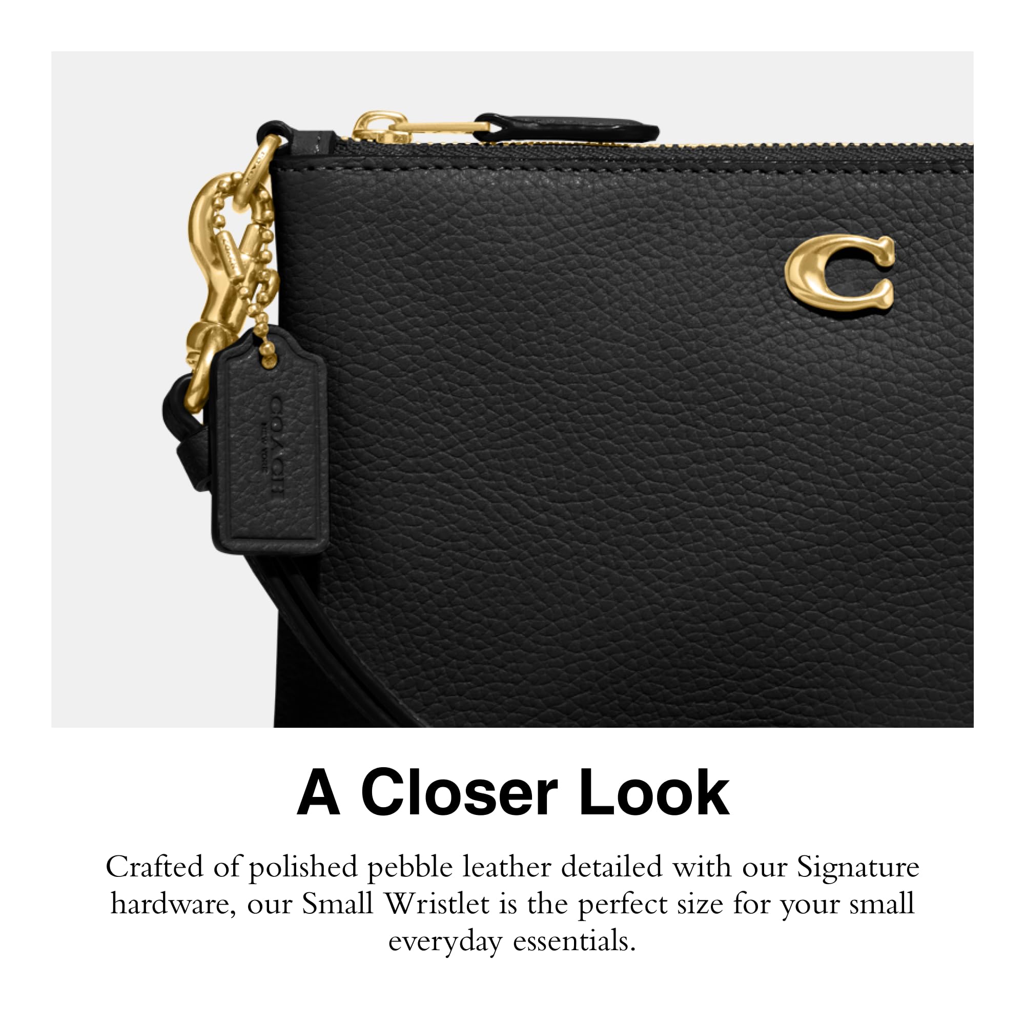 Foto 6 pulgar | Wristlet Coach Pulished Pebble Small, Piel Negra - Venta Internacional.