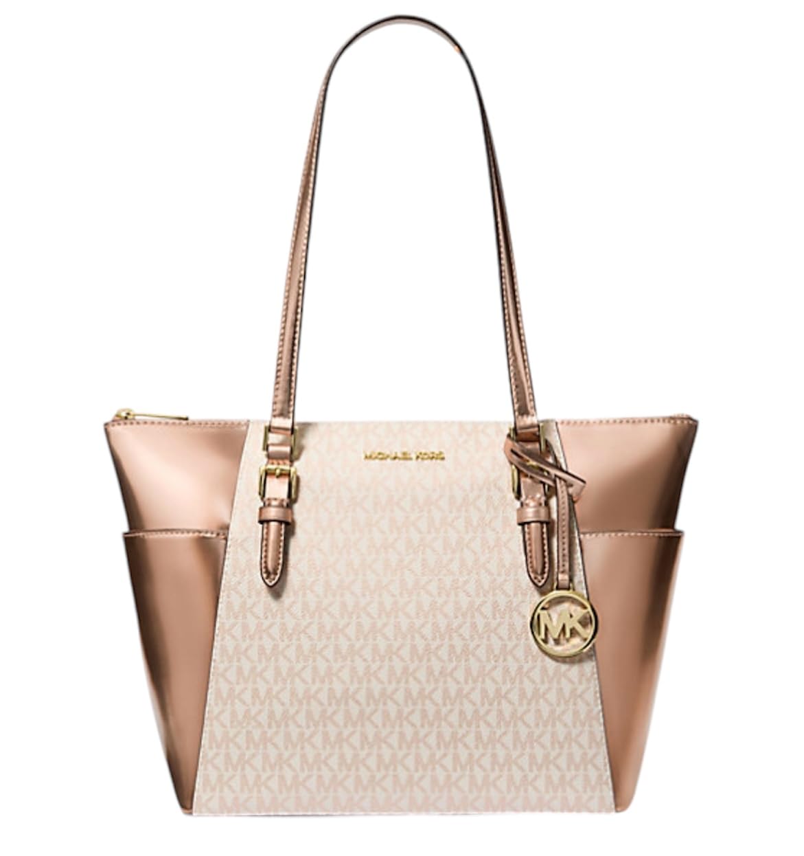 Bolso Michael Kors Charlotte, Grande En La Parte Superior, Con Cierre En La Parte Superior (oro Rosa) - Venta Intern