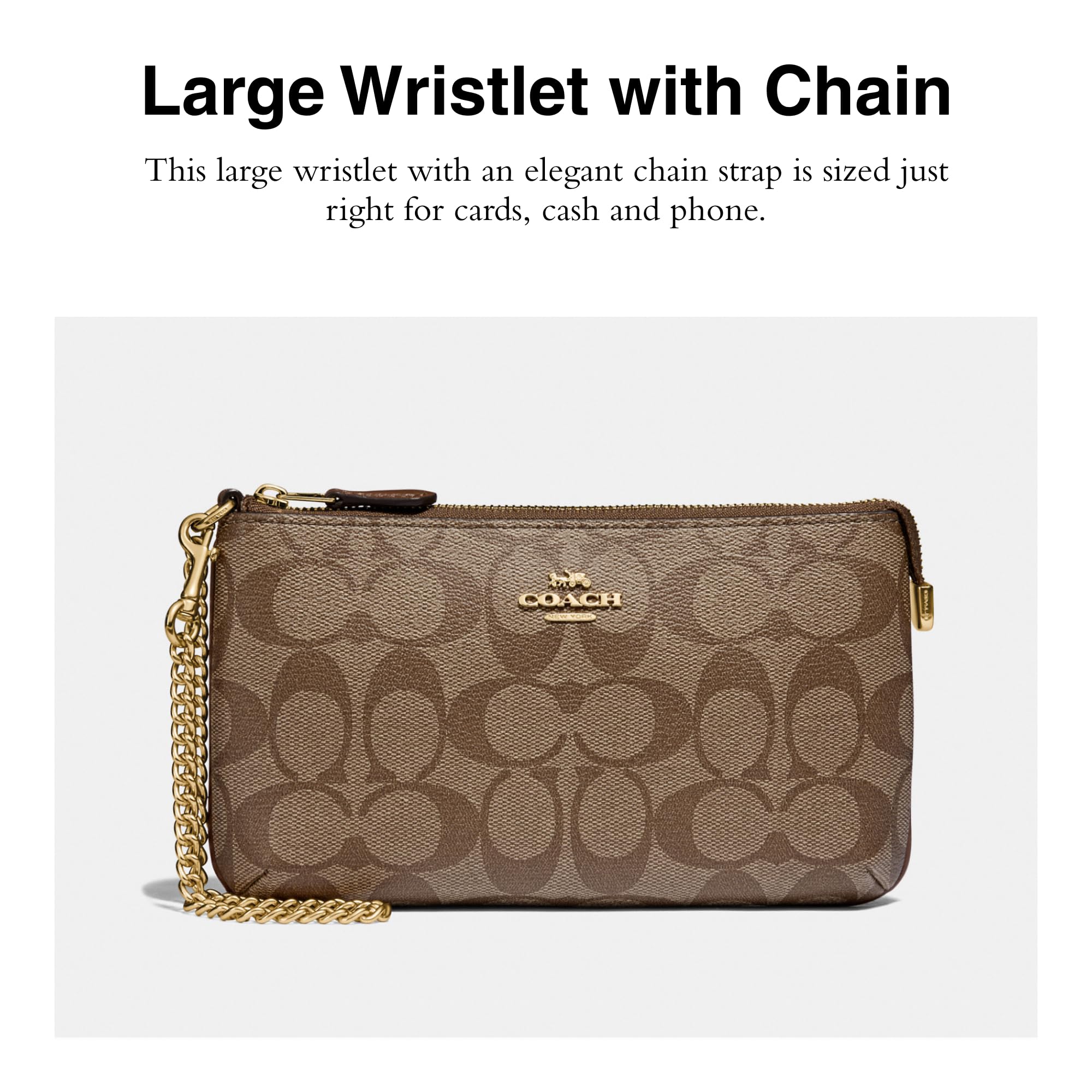 Foto 2 | Pulsera Coach Signature Grande Con Correa De Cadena - Venta Internacional.