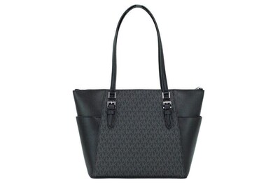 Foto 2 | Bolso Michael Kors Charlotte, Grande En La Parte Superior, Con Cremallera, Negro - Venta Internacional.