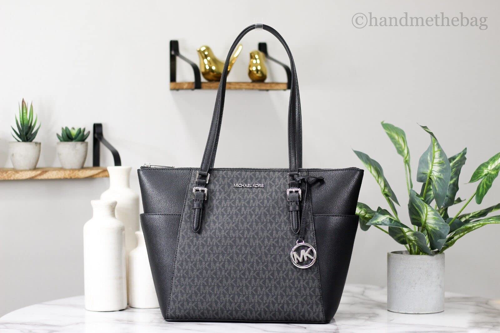 Foto 6 pulgar | Bolso Michael Kors Charlotte, Grande En La Parte Superior, Con Cremallera, Negro - Venta Internacional.