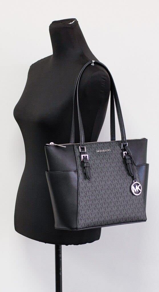 Foto 8 pulgar | Bolso Michael Kors Charlotte, Grande En La Parte Superior, Con Cremallera, Negro - Venta Internacional.