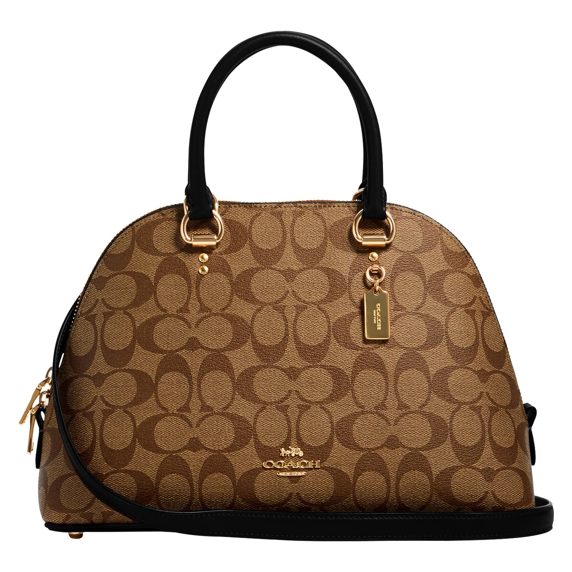 Bolso De Mano Coach Katy Satchel Khaki Black Para Mujer - Venta Internacional.