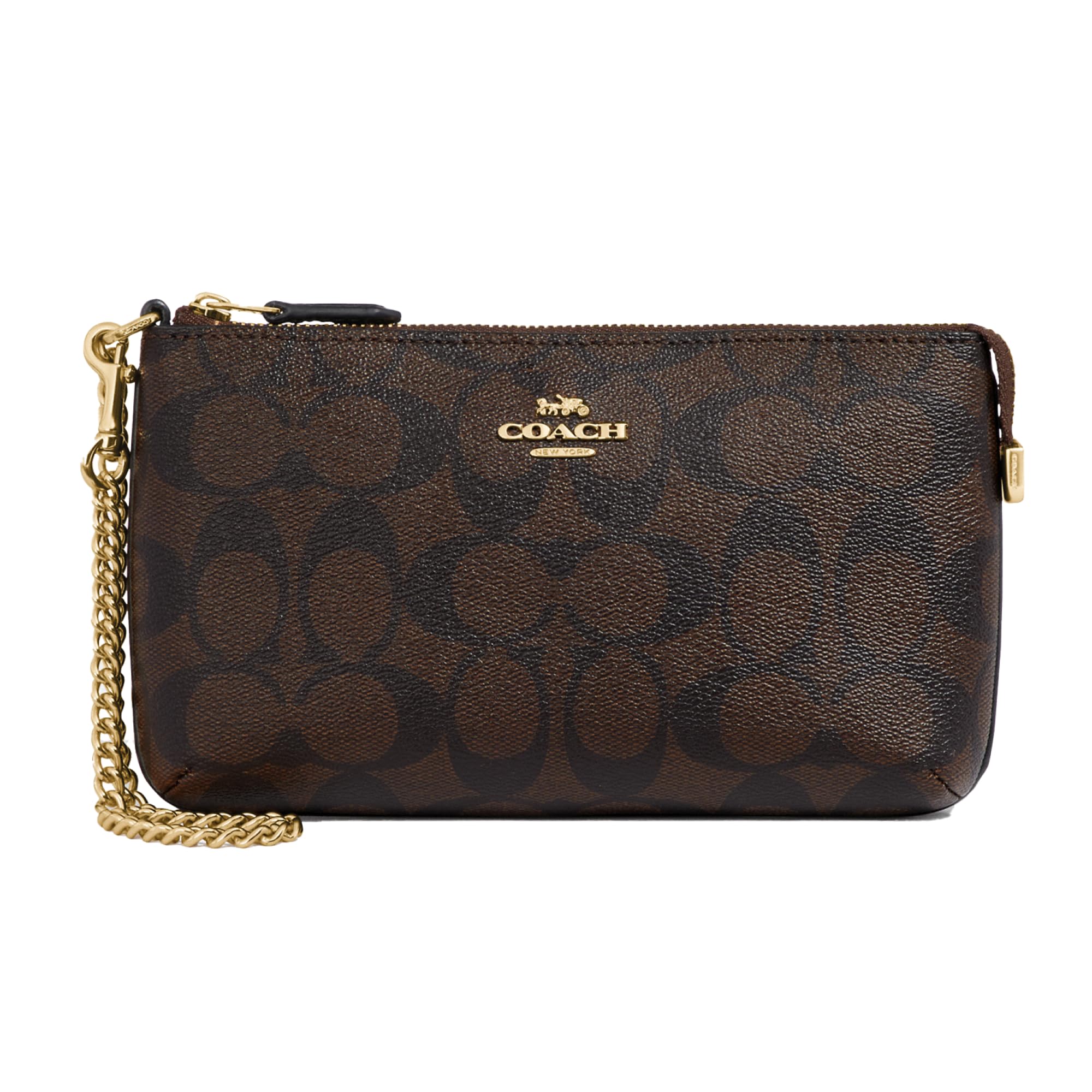 Foto 2 pulgar | Wristlet Coach Signature Large Con Cadena Para Tarjetas, Dinero En Efectivo Y Teléfono - Venta Internacional.