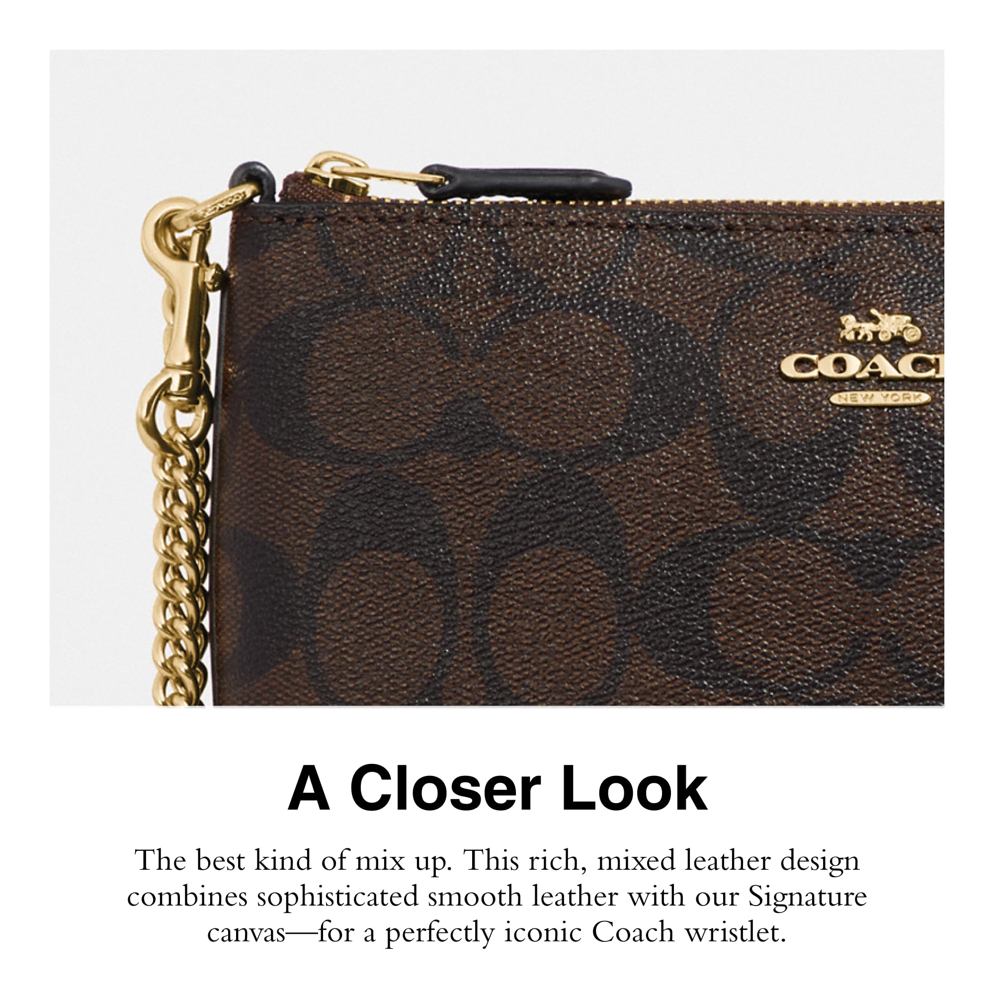 Foto 5 pulgar | Wristlet Coach Signature Large Con Cadena Para Tarjetas, Dinero En Efectivo Y Teléfono - Venta Internacional.