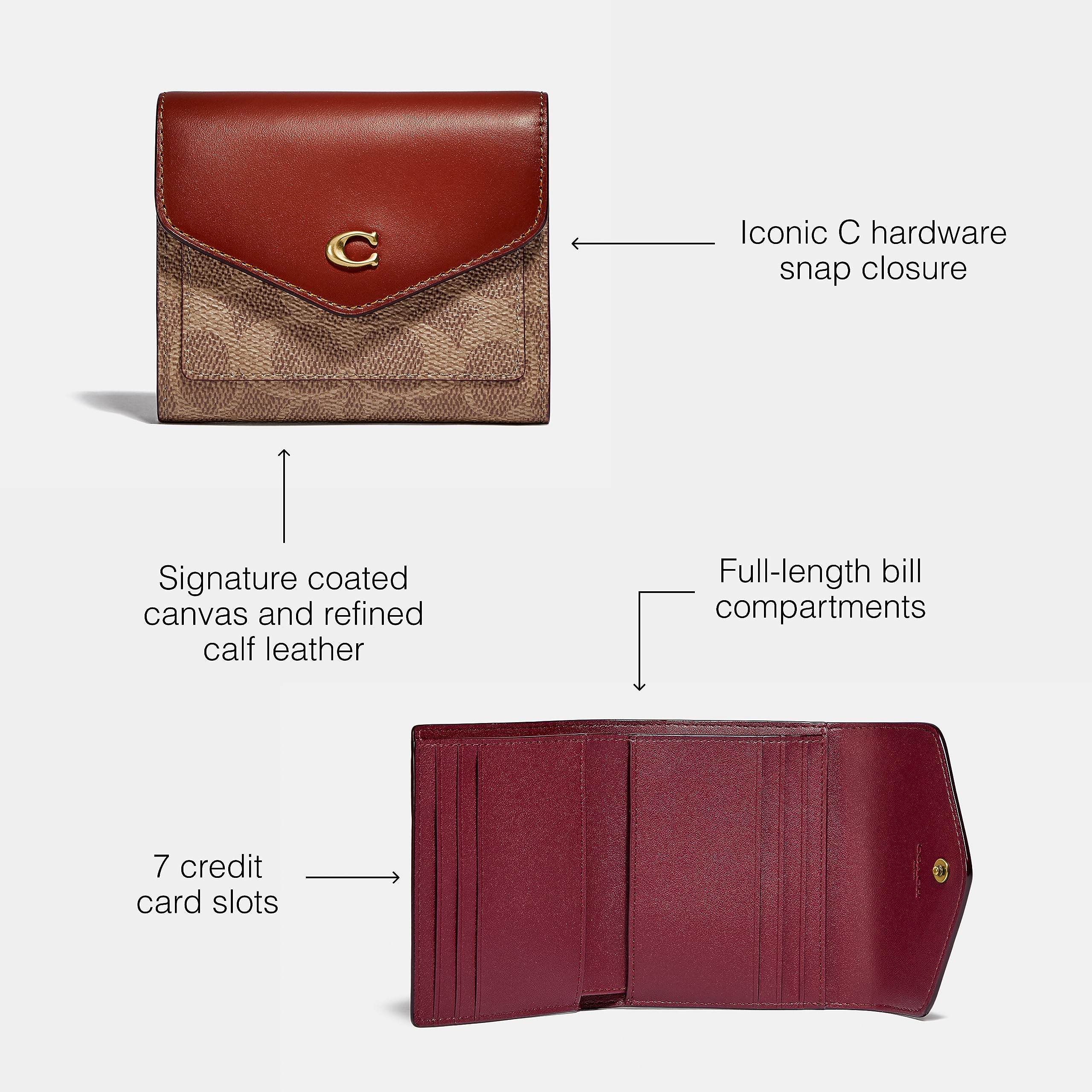 Foto 7 pulgar | Wallet Coach, Lona Revestida Con Bloques De Color Signature Wyn Small - Venta Internacional.