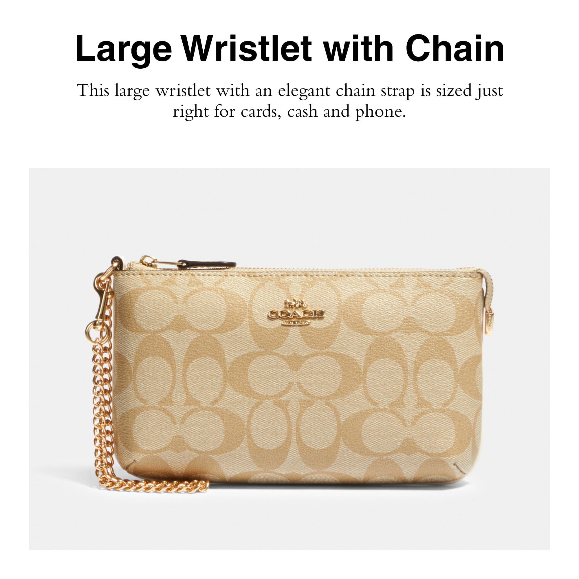 Foto 3 pulgar | Wristlet Coach Signature, Talla Grande, Con Cadena, Para Mujer - Venta Internacional.