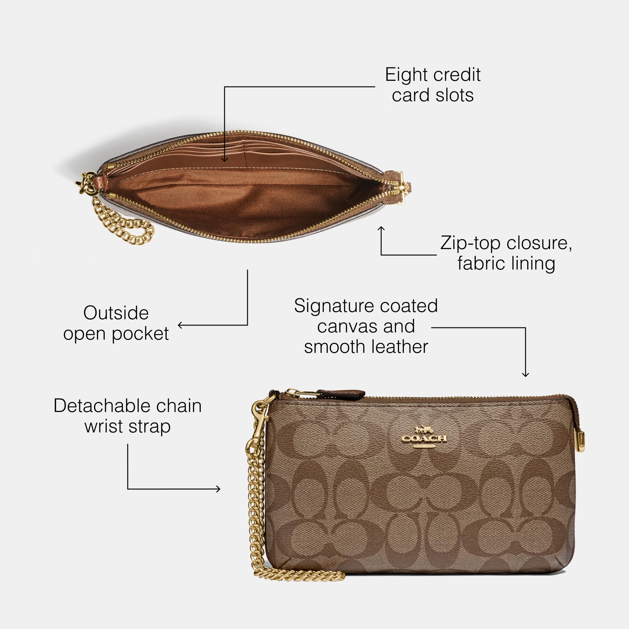 Foto 4 pulgar | Wristlet Coach Signature, Talla Grande, Con Cadena, Para Mujer - Venta Internacional.