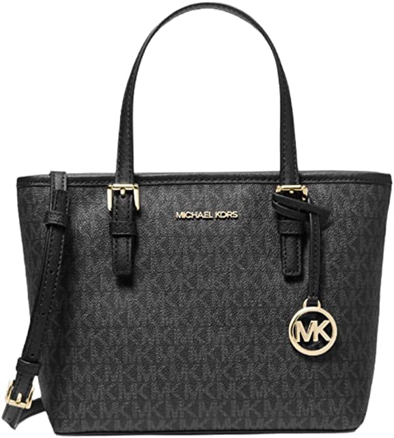 Bolso Michael Kors Jet Set Travel Xs Carry, Totalmente De Piel Negra - Venta Internacional.