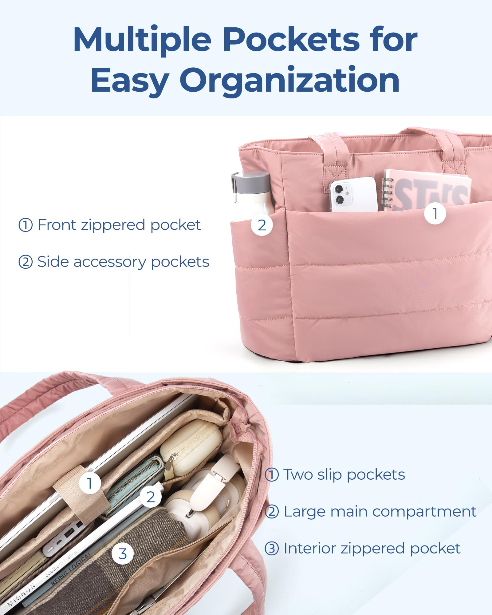 Foto 5 pulgar | Bolso Bagsmart Lightweight Puffy Para Mujer, 20 L, Rosa Oscuro - Venta Internacional.